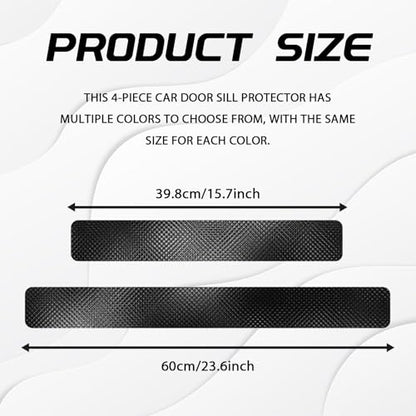 Car Door Sill Protector 3D Carbon Fiber Door Sill Guards Interior Trim Sticker, 4PCS Universa Carbon Fiber Anti-Scratch Entry Edge Guard Protection Trim Strips Black Car Accessories (Black 3D) - size: Black 3D