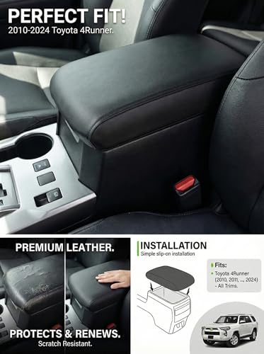 Autorder Center Console Armrest Cover for Toyota 4Runner 2010-2022 2023 2024 Accessories Armrest Pad Anti-Scratch Middle Console Pad Leather Center Console Protector - size: 10-24 4Runner