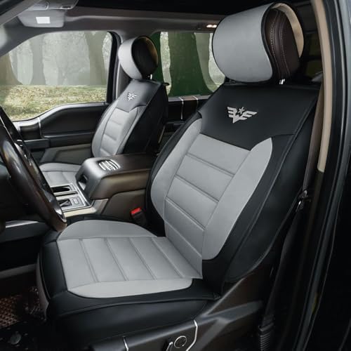 LPI Truck Heavy Duty Premium Truck Seat Covers for Front Seats, For Full-Size Truck SUV, Padded Seat Cover with Bottom Wrap-around, Front Seat Protector; Front & Rear Storage Pockets, Waterproof, 2 pc - color: Truck Seat Cushion Grey