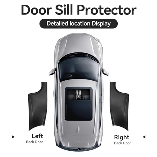 2PCS Rear Door Sill Protector for 5 Seater Tesla Model Y 2024 2023 2022 2021 Accessories (NOT Fit Juniper & 7 Steater) Black ABS Material Rear Door Car Pedal Kick Protection