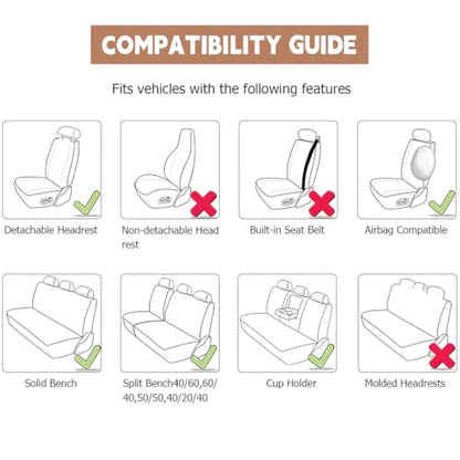 Car Seat Cover Full Set, Comfortable Breathable 5D Mesh Fabric Vehicle Seat Cover, Airbag Compatible Automotive Interior Chair Protecter, Universal for SUV Sedan Truck