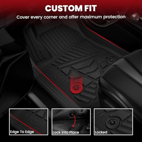 LASFIT Floor Mats for Nissan Frontier 2022-2026 Crew Cab (Not Fit King Cab), All Weather TPE Custom Fit Easy Clean Durable No-Curling Floor Liners for Frontier 1st & 2nd Row Car Mats, Black