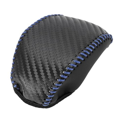 Gear Shift Knob Cover for Toyota RAV4 2019-2024 Anti-Slip Black Carbon Fiber Blue Faux Leather 1 Pc Stick Shifting Handle Protector