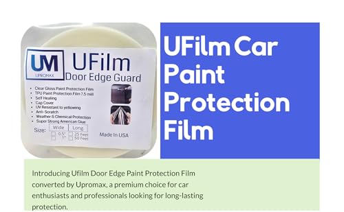 Ufilm Door Edge Protector PRE-Cut Guard Scratch Paint Protection Film with Strong American Glue Clear and Black Universal Car Truck (1 in x 50 ft) - size: 1 in x 25 ft