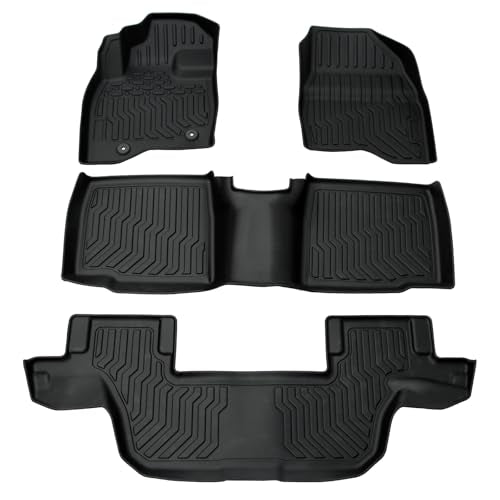 Floor Mats for 2015-2019 Ford Explorer Bench Seating (No Fit Bucket Seating),All-Weather TPE Rubber Floor Mats Fits 1st & 2nd & Row,Anti-Slip Floor Liners Full Set Automobile mats Accessories Black - color: 2015-2019 Ford Explorer Bench