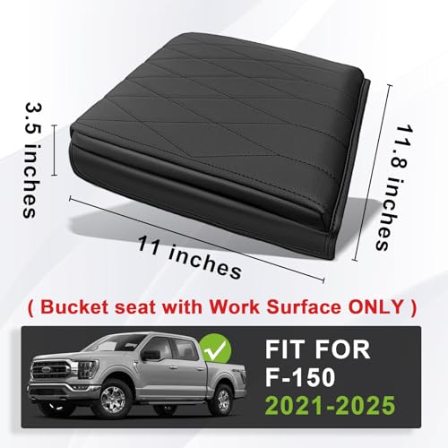 Center Console Armrest Cover Fit for Ford F-150 F150 2021-2025 2026 Accessories, Comfort Armrest Pad Console Lid Cushion Vegan Leather 1-Inch Extra Thick(WorkSurface ONLY) - size: 2) 21-25 |F150| WorkSurface, +Thick