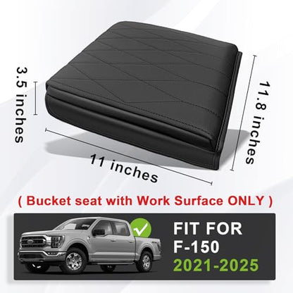 Center Console Armrest Cover Fit for Ford F-150 F150 2021-2025 2026 Accessories, Comfort Armrest Pad Console Lid Cushion Vegan Leather 1-Inch Extra Thick(WorkSurface ONLY) - size: 2) 21-25 |F150| WorkSurface, +Thick