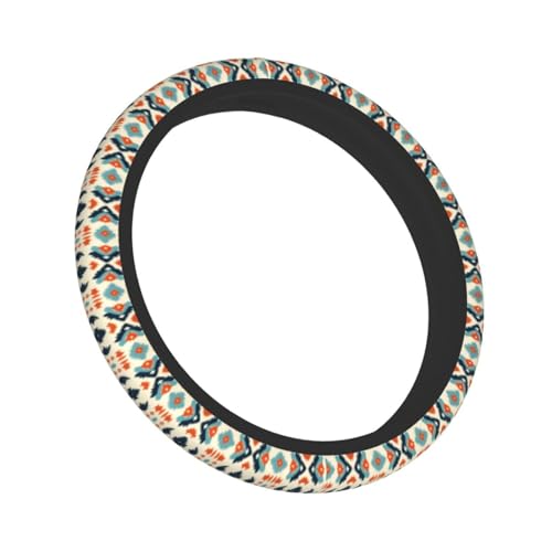 Aztec Steering Wheel Cover with 2 Car Coasters Non Slip Neoprene for Women Men Universal 15 Inch - color: Aztec