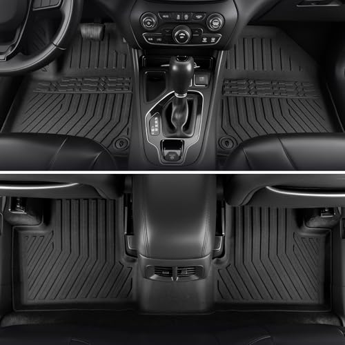 Floor Mats for Jeep Cherokee 2019-2023, All Weather Floor Mats Trunk Cargo Liner with Backrest Protectors and Door Sill Guards Accessories, Full Coverage Set