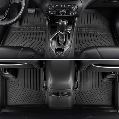 Floor Mats for Jeep Cherokee 2019-2023, All Weather Floor Mats Trunk Cargo Liner with Backrest Protectors and Door Sill Guards Accessories, Full Coverage Set
