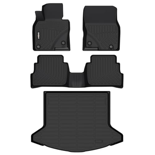 GINOWY- Floor Mats & Cargo Liner for Mazda CX-5 2023-2025, TPE All Weather Protection Car Mats for Mazda CX5 2024 Non-Slip Trunk Mat Floor Liners Waterproof Accessories Mats Black - style: 34) for Mazda CX5 2023-2025 Full Set