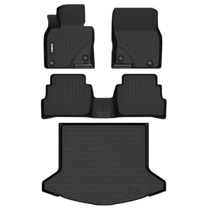 GINOWY- Floor Mats & Cargo Liner for Mazda CX-5 2023-2025, TPE All Weather Protection Car Mats for Mazda CX5 2024 Non-Slip Trunk Mat Floor Liners Waterproof Accessories Mats Black - style: 34) for Mazda CX5 2023-2025 Full Set