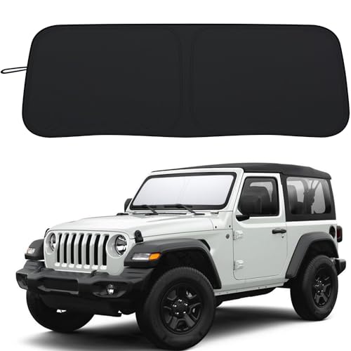 Premium Windshield Sun Shade for 2018-2026 Jeep Wrangler JL JLU & 2020-2026 Jeep Gladiator, Reflective 310T Material Front Window Sun Visor Blocks UV Rays Foldable Sunshade with Storage Pouch - color: 2018-2026 Wrangler JL/2020-2026 Gladiator