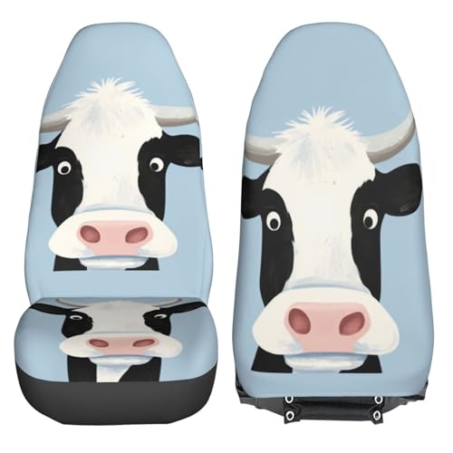 Dujiea Cute Cow Hello Car Front Seat Covers 2 Pcs Universal Auto Seat Covers Front Seats Only, Vehicle Bucket Seat Protectors Fit for Most Car SUV Sedan and Truck - color: Cute Cow Hello