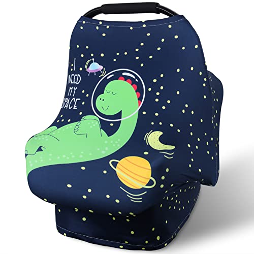 Metplus Car Seat Cover Baby, No Touch Sign Carseat Canopy, Nursing Breastfeeding Covers, Stretchy Universal Fit, Multi-Use for Stroller/Shopping Cart/High Chair, Gender Neutral Shower Gift - color: Deep Blue