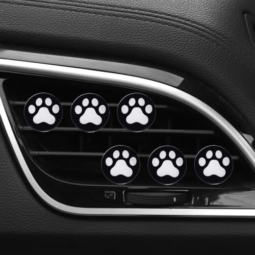 6 Pcs Black and White Dog Paws Air Vent Clips,Cute Dog paws Car Air Fresheners Vents Clips Diamond Vent Clip Car Interior Decor Charm Accessories Decoration for Women,Automotive Air Fresheners