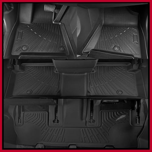 Naibeve Floor Mats for 2008-2013 Toyota Highlander - All Weather for Toyota Highlander Floor Mats Liners 3 Row & Cargo Liner & Seats Back Cover Behind The 3rd Row - size: 7)Highlander|2008-2013