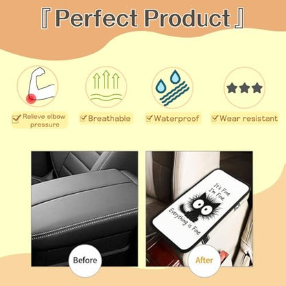 Car Handrail Box Cushion Soft Comfortable Anti Slip Middle Consoles Protector, Universal for Most Cars Trucks and SUV Fashion Car Interior Accessories Unisex - Fine Cat