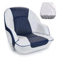 NORTHCAPTAIN Pontoon Boat Seat Captain Bucket Seat with Boat Seat Cover - color: E-White/Navy Blue