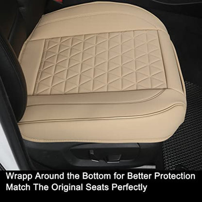 Black Panther 1 Pair Luxury Car Seat Covers Front Bottom Seat Cushion Covers, Anti-Slip and Wrap Around The Bottom, Fit 95% of Vehicles - Beige - color: Front Pair Beige