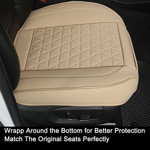 Black Panther Luxury Polyvinyl Car Seat Cover Front Bottom Seat Cushion Cover, Anti-Slip and Wrap Around The Bottom, Fits 95% of Vehicles - 1 Piece,Beige - color: Front Single Beige