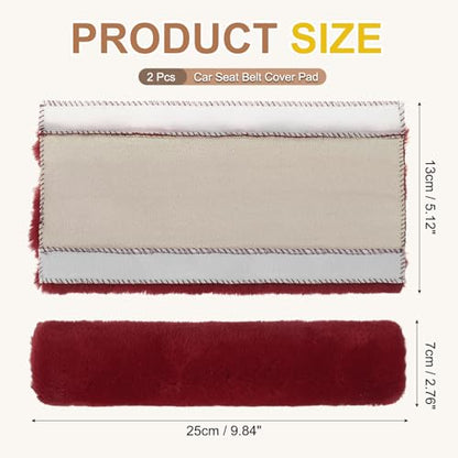 PATIKIL Car Seat Belt Cover Pad, (Burgundy) (2 Pcs), Soft Fluffy Seatbelt Cushion Shoulder Strap Covers, Suit for - Bag/Auto/Car Accessories - color: Burgundy