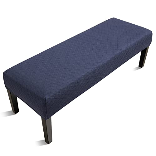 Fuloon Stretch Jacquard Dining Bench Cover - Anti-Dust Removable Bench Slipcover Washable Seat Cushion Protector for Bedroom, Kitchen, Hotel, Banquet (Navy Blue) - color: Navy Blue