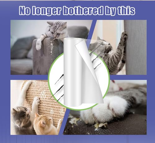 Cat Scratch Furniture Protector: Cat Anti Scratch Tape - Door Protector from Dog Scratching - Clear Training Self Adhesive Tape for Carpet, Sofa, Couch, Door(Transparent, 11.8" x 6.56FT) - size: 11.8" x 6.56FT