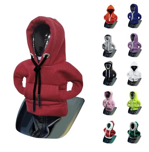 vvag Gear Shift Hoodie, Hoodie Car Gear Shift Cover, Car Shift Knob Hoodie, Automotive Interior Accessories, Universal Fit Knob Cover Gift (Red) - color: Red