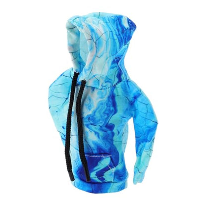 Universal 16x11cm/6.3"x4.33" Gear Shift Knob Cover Decoration Stick Shifting Handle Protector Polyester 1 Pc Hoodie Style Light Blue Deep Blue