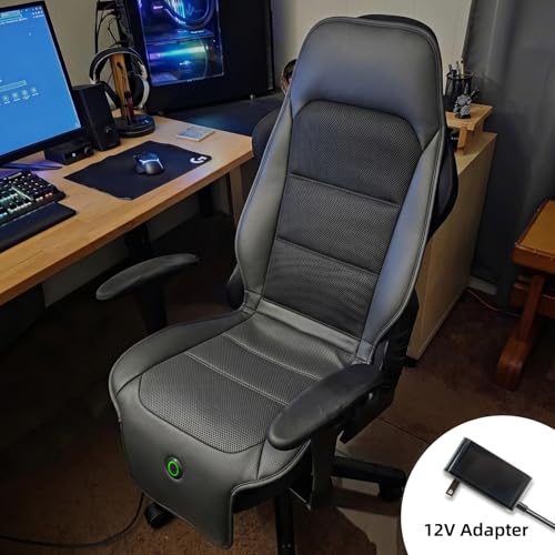 Upgraded Cooling Car Seat Cover, Cooling Seat Covers For Cars Trucks, 12V-24V 3-Speed Air Cooled Car Seat Cushion, Universal Fit for Summer Truck SUV Office, Non-slip Breathable 3D Mesh Leather, Black