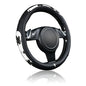 Flying Banner car Steering Wheel Cover Gel Massage Velvet Cool Warm Universal Size 15 inches SUV Truck Anti Slip Odorless Summer Winter (Black Cow Print, Gel Massage) - color: Black Cow Print