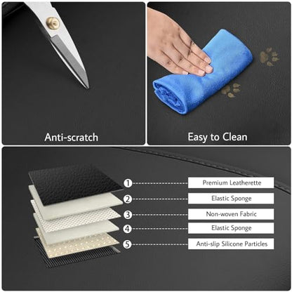 SanQing Luxury Leather Car Seat Covers Full Set 5pcs Waterproof Protector Cushion for Front and Back Seats, Universal Fit for Most Cars, Durable and Easy to Clean - color: Black&White