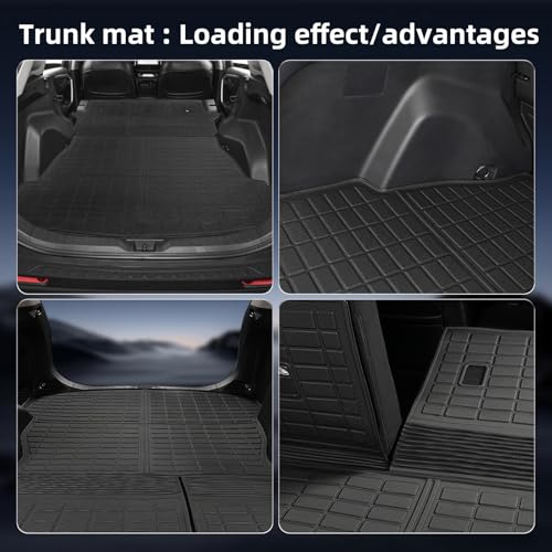 4-Piece Floor Mats for 2019-2025 Toyota RAV4 (Gas & Hybrid), Custom Fit TPE Liners 1st & 2nd Row with Integrated 2-in-1 Cargo & Backrest Protector, All-Weather Interior Guard, Black - size: For Rav4 2-in-1 Full Set 4pcs