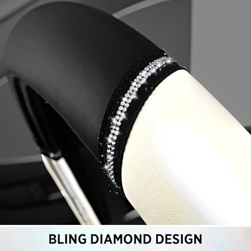 Road Comforts Leather Steering Wheel Cover - Made with PVC Leather - Anti-Slip, Universal Fit 14 1/2 inches to 15 inches - White - color: White
