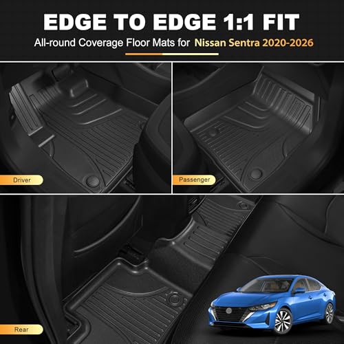 Floor Mats & Cargo Liner for 2020-2026 Nissan Sentra All Weather TPE Protection Floor Liners Full Set with Trunk Mat for 2021 2022 2023 2024 2025 2026 Sentra Accessories - style: 13)20-25 Sentra Floor & Cargo Mats