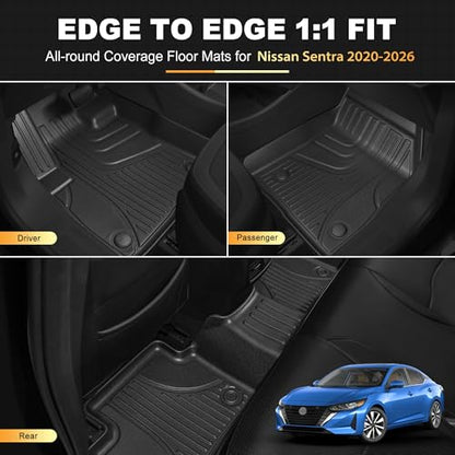 Floor Mats & Cargo Liner for 2020-2026 Nissan Sentra All Weather TPE Protection Floor Liners Full Set with Trunk Mat for 2021 2022 2023 2024 2025 2026 Sentra Accessories - style: 13)20-25 Sentra Floor & Cargo Mats