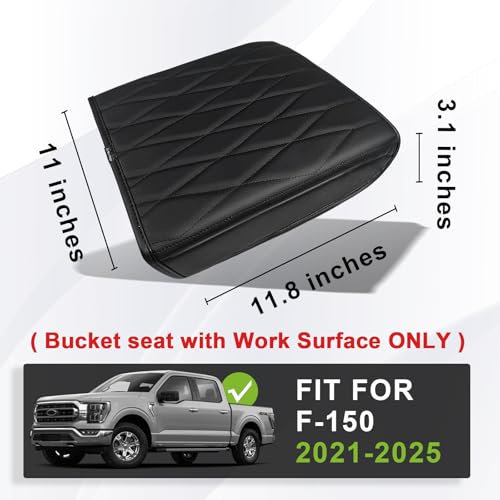Center Console Armrest Cover Fit for Ford F-150 F150 2021-2025 2026 Accessories, Comfort Armrest Pad Console Lid Cushion Vegan Leather Regular Thick(WorkSurface ONLY) - size: 2) 21-25 |F150| WorkSurface, Regular