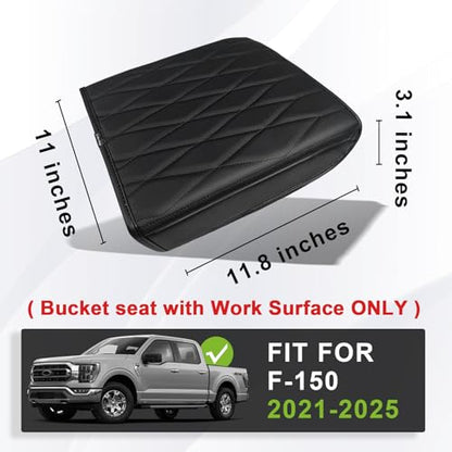 Center Console Armrest Cover Fit for Ford F-150 F150 2021-2025 2026 Accessories, Comfort Armrest Pad Console Lid Cushion Vegan Leather Regular Thick(WorkSurface ONLY) - size: 2) 21-25 |F150| WorkSurface, Regular