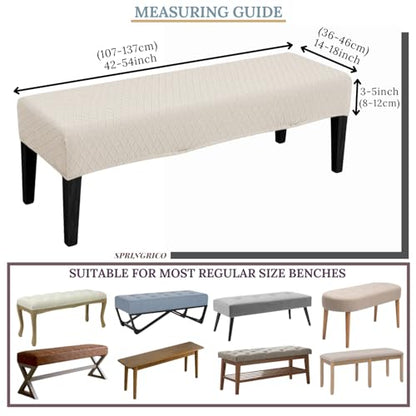 SPRINGRICO Stretch Dining Bench Cover, Removable Bench Slipcover Washable Bench Seat Protector Rectangle Bench Cover for Dining Room, Living Room, Bedroom, Kitchen (S2-Beige) - color: S2-beige