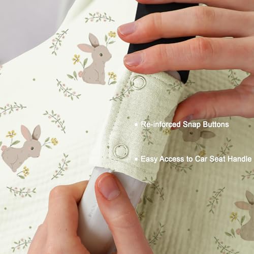 100% Muslin Cotton Car Seat Cover Baby, Carseat Canopy Cover, Universal Fit Stroller Covers for Boys and Girls (Cute Rabbit) - color: cute rabbit