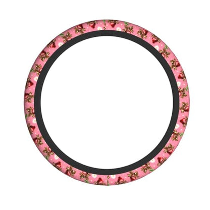 Cherry Flower Steering Wheel Covers Non Slip Neoprene Universal 15 Inch Steering Wheel Protector Car Cover for Men Women - color: Cherry