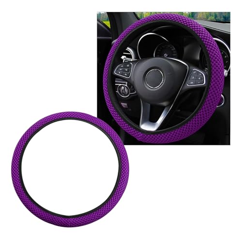 Yourkar Elastic Steering Wheel Cover, 15"×15" Comfy Breathable Stretch Steering Wheel Protector, Ice-Silk Cloth Polyester Steering Wheel Cover for Men Women, Car Accessories (Dark Purple) - color: Dark Purple