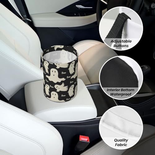 Ghost Pattern Car Trash Can Small Portable Car Garbage Bag for Back Front Seat RV's Camping Accessories - color: Ghost Pattern