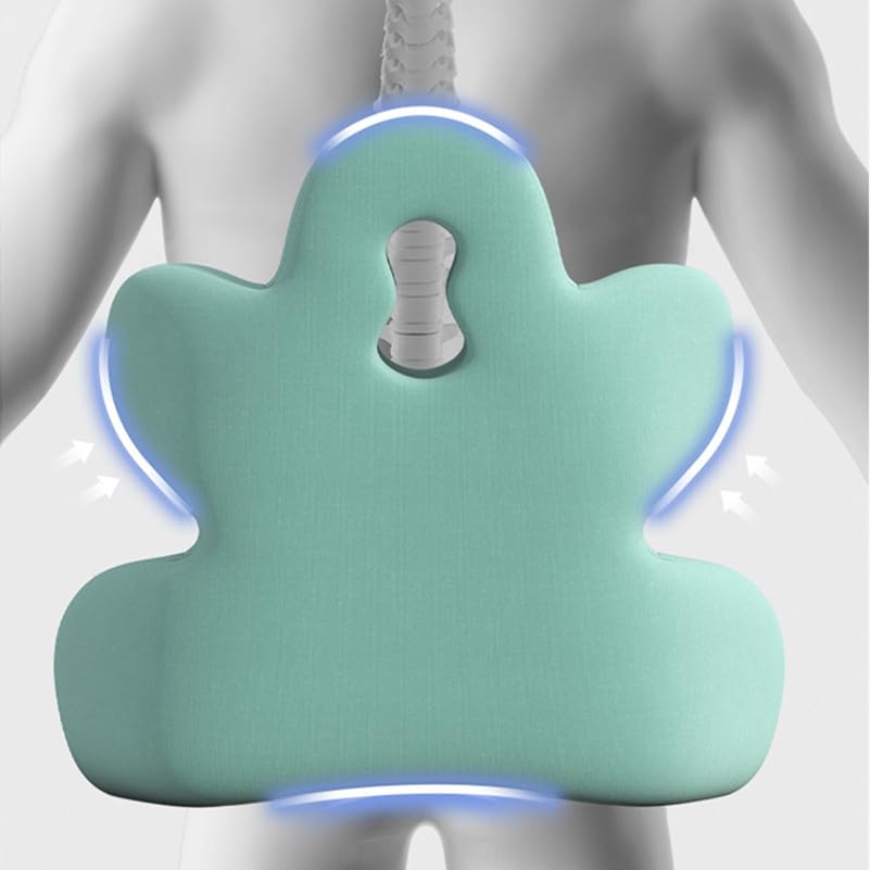 Lumbar Support Pillow for Office Chair, Back Pillow Lumbar Support for Car, Chair, Sofa - Improve Lower Back Pain Relief & Sitting Posture, Memory Foam Back Cushion for Long Sitting (Green)