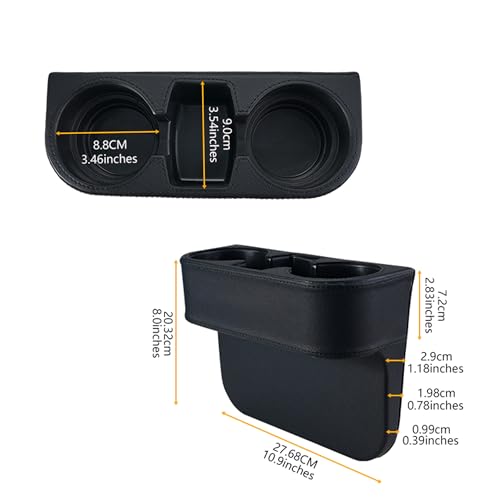 Black Multifunctional Car Cup Holder Car Seat Organizer Gap Filler Bottle Phone Storage Organizer, Black Stitching - color: Black, Black Stitching
