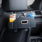 7-in-1 Car Seat Organizer with Cup Holders, Trash Can, Tissue Dispenser & Hooks, Multifunctional Headrest Storage for Backseat, Travel Essentials for Family Car Trips (Black)