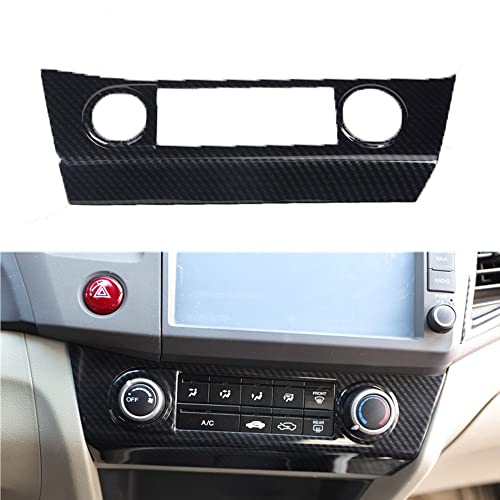 for Honda Civic 2012 2013 2014 2015 Carbon Fiber Style ABS Door Window Lift Buttons Cover Trim, Brake Handle Handbrake Cover, Air Condition Panel Cover Trim (Air Condition Panel Cover) - style: Air Condition Panel Cover