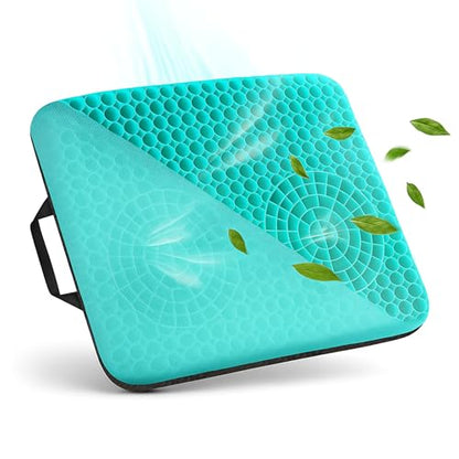Gel Seat Cushion for Tailbone Support and Relief from Butt and Back Pain and Pressure - Cushions are Large Thick and Comfortable - Ideal for Office Chairs Driving Travel and Long Sitting
