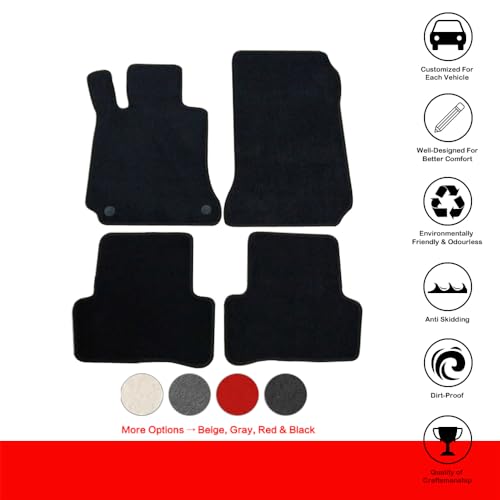 Floor Mats Compatible with 2008-2011 Benz W204, C-Class 4Dr Factory Fitment Car Floor Mats Front & Rear Nylon by IKON MOTORSPORTS, 2009 2010